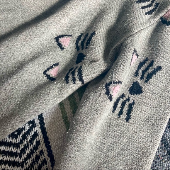 Thinkgeek gray cat open front hooded cardigan sweater think geek - Picture 7 of 9